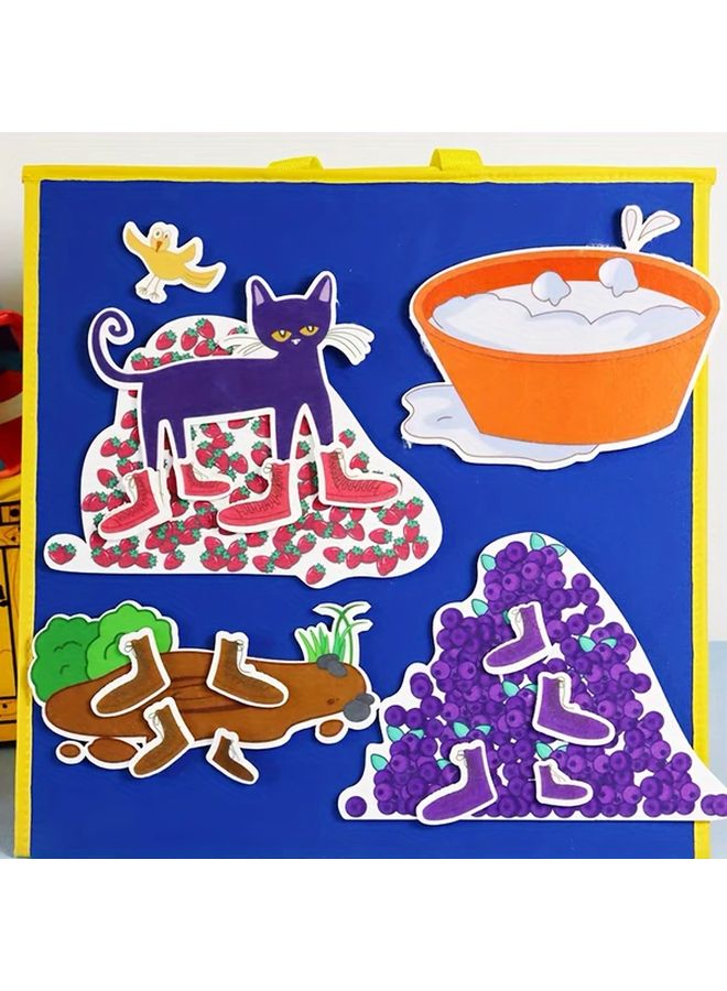 18 Felt Cards Pete the Cat White Shoes Puppet Set for Classroom Storytelling - Image 2
