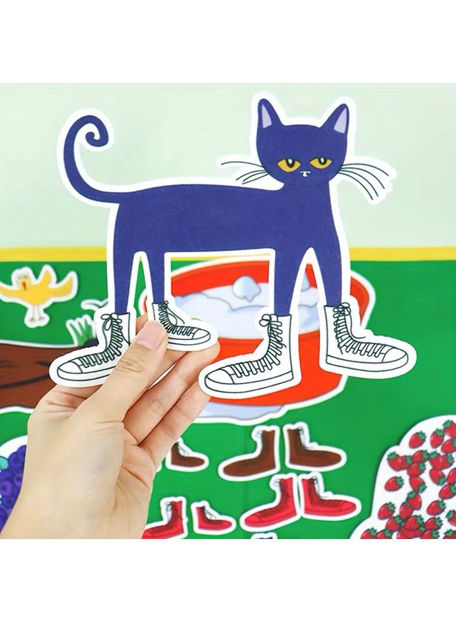 18 Felt Cards Pete the Cat White Shoes Puppet Set for Classroom Storytelling - Image 1