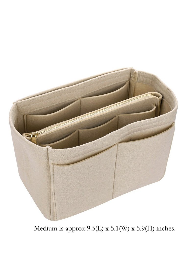MultiFunctional Beige Purse Organizer with Zipper for Handbags Large Capacity Handbag Insert for Women Gold Fortune Style  - Image 1