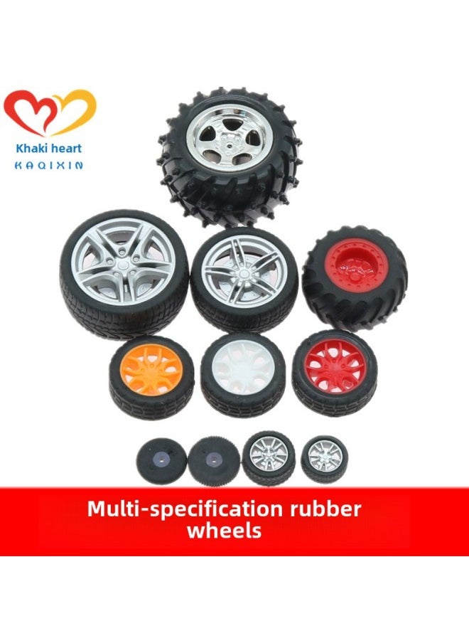 Fine Rubber Wheels Miniature Multi-size Tires Toy Car Wheels DIY Assembled Model Robot Car-Color:162A Rubber Wheel 1  - Image 2