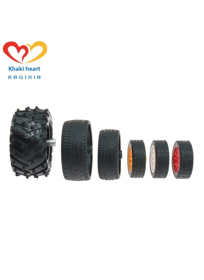 Fine Rubber Wheels Miniature Multi-size Tires Toy Car Wheels DIY Assembled Model Robot Car-Color:162A Rubber Wheel 1  - Image 3