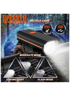 Anmi Rechargeable Bike Lights With Electric Horn, Bicycle Lights For Night Riding, Road Mountain Bike Accessories For Kids Adults - Bike Headlight With Horn And Tail Light  - Image 2