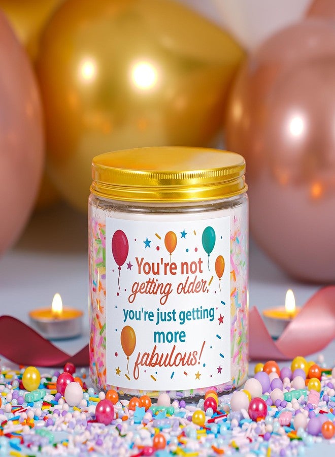 Viyffo Happy Birthday Candle – Caramel & Vanilla Cupcake, 18oz Large Scented Soy Candle, Long Lasting Non Toxic Burn, Festive Confetti Jar with Funny Label, Gift for Women, Mom, Friends & Sisters - Image 2
