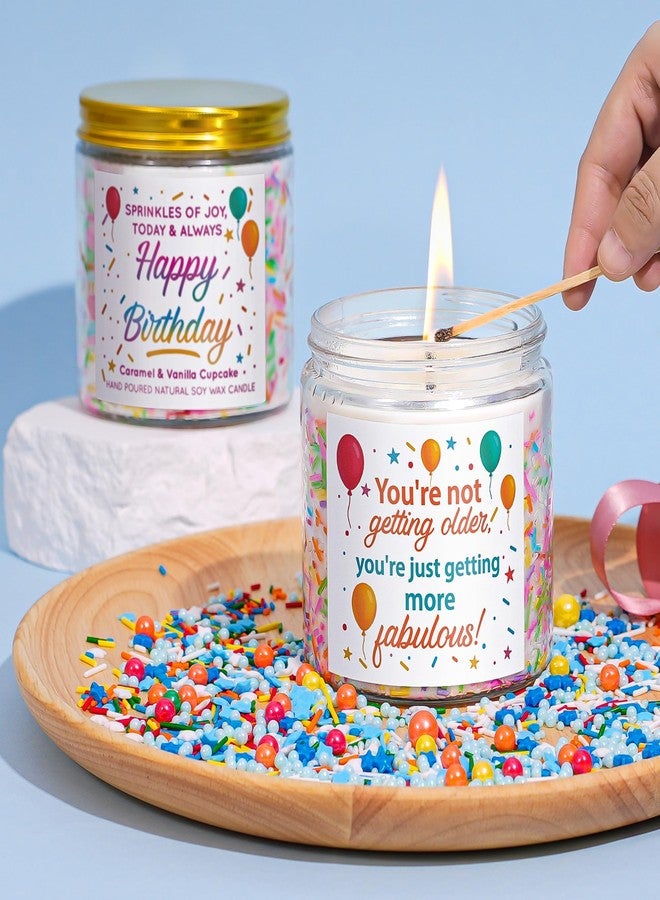 Viyffo Happy Birthday Candle – Caramel & Vanilla Cupcake, 18oz Large Scented Soy Candle, Long Lasting Non Toxic Burn, Festive Confetti Jar with Funny Label, Gift for Women, Mom, Friends & Sisters - Image 5