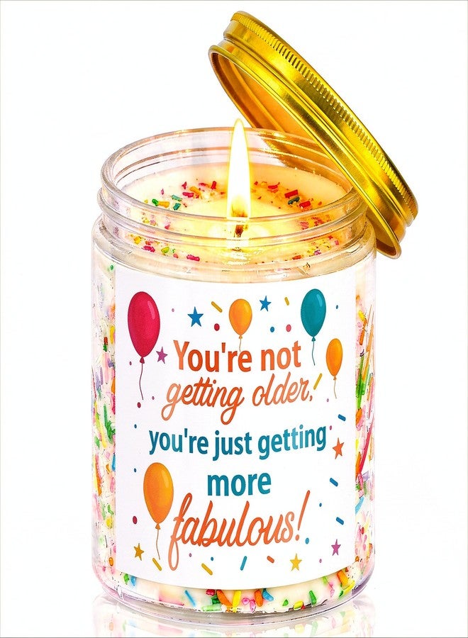 Viyffo Happy Birthday Candle – Caramel & Vanilla Cupcake, 18oz Large Scented Soy Candle, Long Lasting Non Toxic Burn, Festive Confetti Jar with Funny Label, Gift for Women, Mom, Friends & Sisters - Image 1