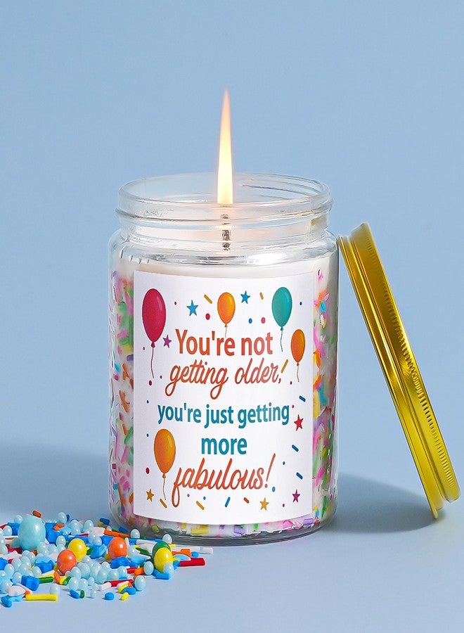 Viyffo Happy Birthday Candle – Caramel & Vanilla Cupcake, 18oz Large Scented Soy Candle, Long Lasting Non Toxic Burn, Festive Confetti Jar with Funny Label, Gift for Women, Mom, Friends & Sisters - Image 3