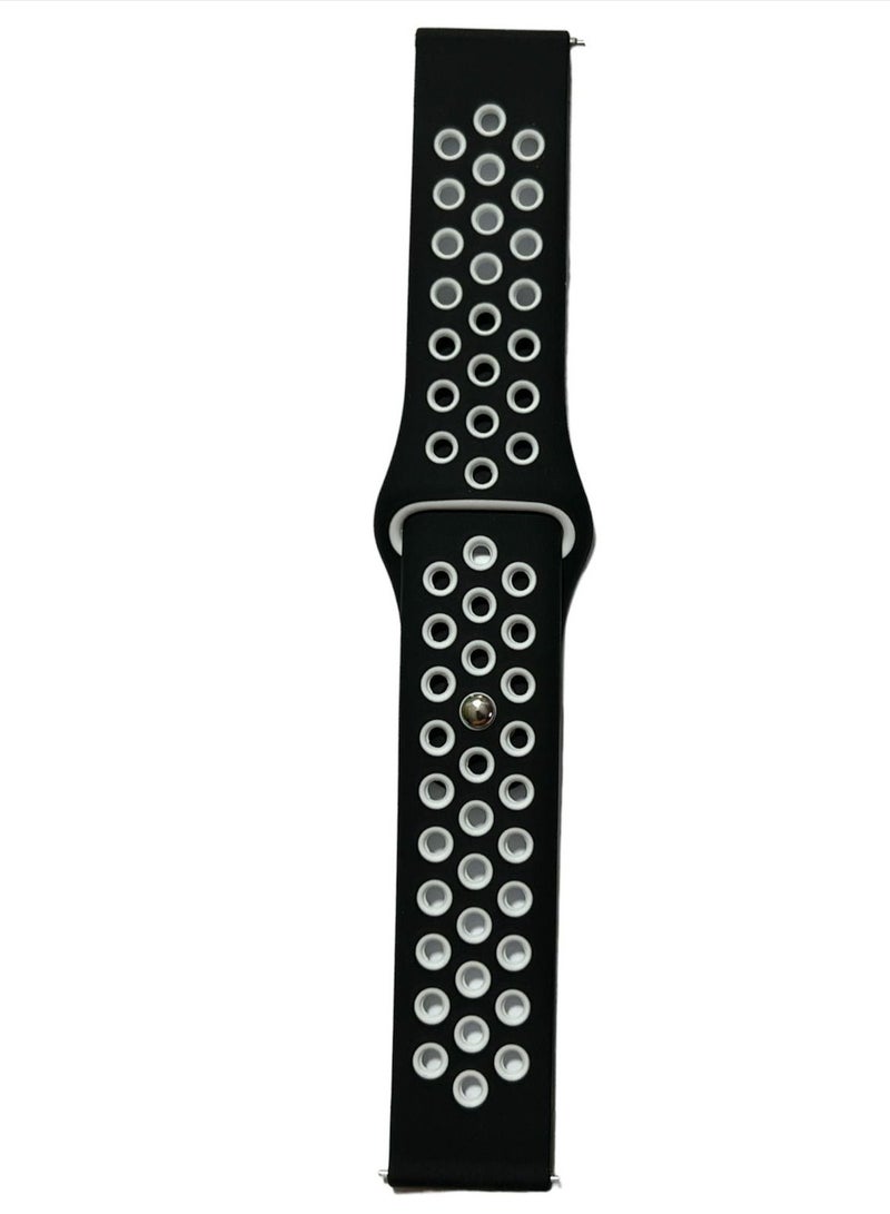 شريط ساعة رياضي من السيليكون مقاس 20 مم لـ  Amazfit GTS 4/GTS 4 Mini/GTS 3 - اسودوابيض - Image 4