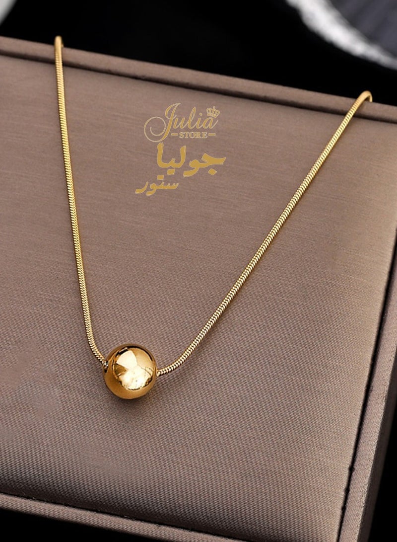 جوليا ستور قلادة قصيرة مطلية بالذهب عيار 18 قيراط وكلاسيكية بسيطة على شكل كرة من التيتانيوم الصلب للنساء، مجوهرات الأزياء الكورية، إكسسوارات البنات، سلسلة الترقوة للحفلات من متجر جوليا - Image 3