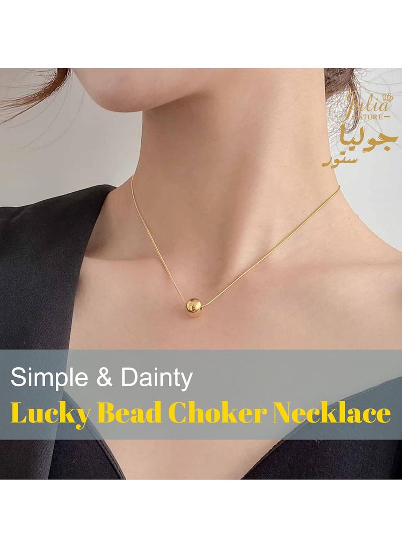 جوليا ستور قلادة قصيرة مطلية بالذهب عيار 18 قيراط وكلاسيكية بسيطة على شكل كرة من التيتانيوم الصلب للنساء، مجوهرات الأزياء الكورية، إكسسوارات البنات، سلسلة الترقوة للحفلات من متجر جوليا - Image 4