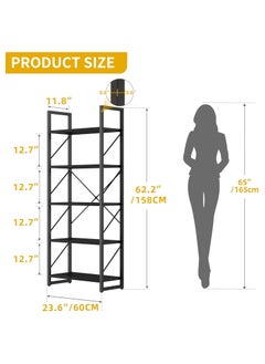 Gogoya 5 Tier Bookshelf Tall Bookcase Shelf Storage Organizer Modern Book Shelf for Bedroom Living Room and Home Office  - Image 2
