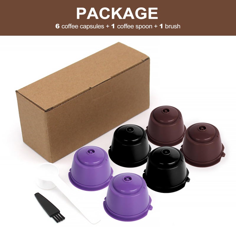 كيباو كبسولات القهوة القابلة لإعادة الاستخدام المتوافقة مع Nescafe Dolce Gusto Machine Coffee Pods 6 Pack (2 * Black + 2 * Brown + 2 * Purple) - Image 5