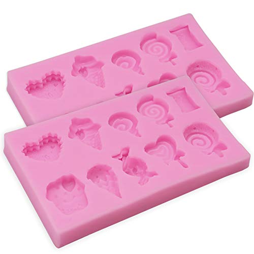Hengke 2Pcs Ice Cream, Candy, Lollipop Shape Silicone Molds ForPudding,Pan Muffin,Impression Mats Baroque Fondant,Chocolate,Ice Cube,Cookie Pastry Pies,Cake Cup,Cake Decoration,Handmade Soap - Image 2