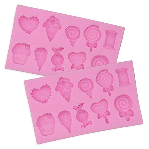 Hengke 2Pcs Ice Cream, Candy, Lollipop Shape Silicone Molds ForPudding,Pan Muffin,Impression Mats Baroque Fondant,Chocolate,Ice Cube,Cookie Pastry Pies,Cake Cup,Cake Decoration,Handmade Soap - Image 5