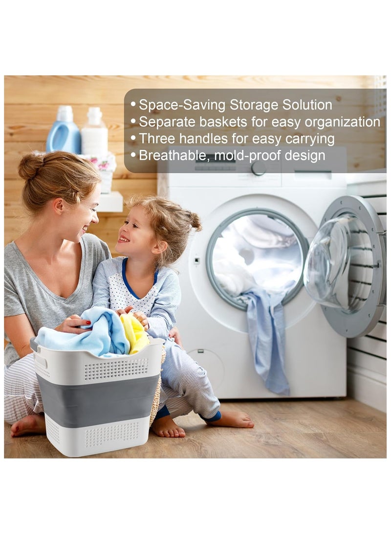 Foldable Laundry Basket Plastic 40L with Handle, Collapsible Bucket Laundry Hamper, Plastic Basket Laundry Bin Container, Multi purpose Organizer Clothes Storage Washing Basket for Home - Dark Grey  - Image 2