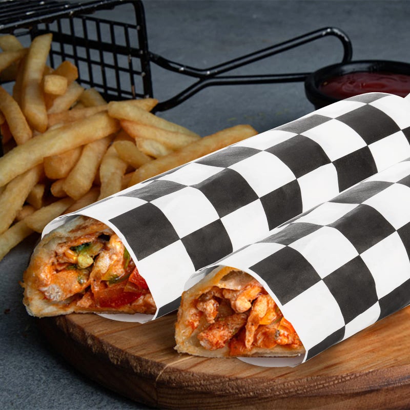 Fasmov 1000 Sheets 12 x 12 inches Sandwich Paper Deli Basket Liner Wrap Food Basket Liners Wrapping Checkered Sheets, Black & White - Image 5