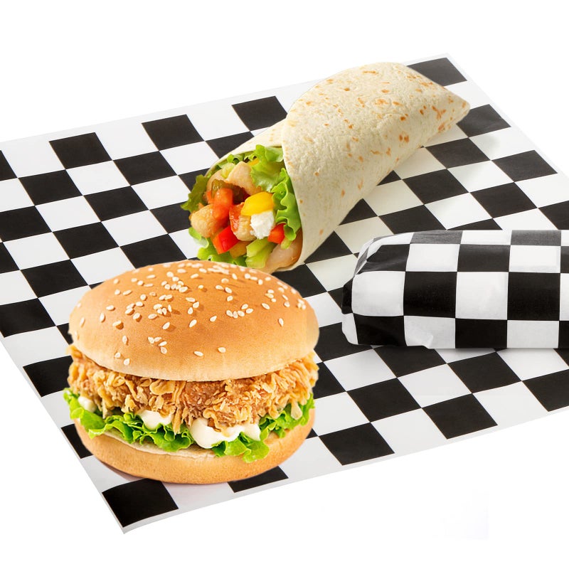 Fasmov 1000 Sheets 12 x 12 inches Sandwich Paper Deli Basket Liner Wrap Food Basket Liners Wrapping Checkered Sheets, Black & White - Image 4