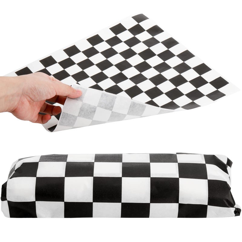 Fasmov 1000 Sheets 12 x 12 inches Sandwich Paper Deli Basket Liner Wrap Food Basket Liners Wrapping Checkered Sheets, Black & White - Image 3