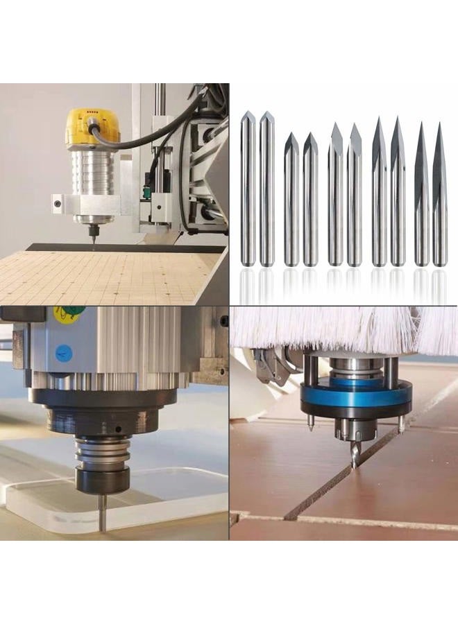 IDGGDI 10pcs CNC Router V Bits, 3 Edge Pyramid Engraving, 1/8" Shank CNC 3D Milling Cutter| 20/30/45/60/90 Degrees, 0.1mm Tip (10pcs CNC Router V Bits) - Image 5