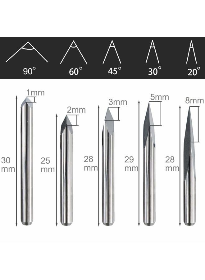 IDGGDI 10pcs CNC Router V Bits, 3 Edge Pyramid Engraving, 1/8" Shank CNC 3D Milling Cutter| 20/30/45/60/90 Degrees, 0.1mm Tip (10pcs CNC Router V Bits) - Image 2