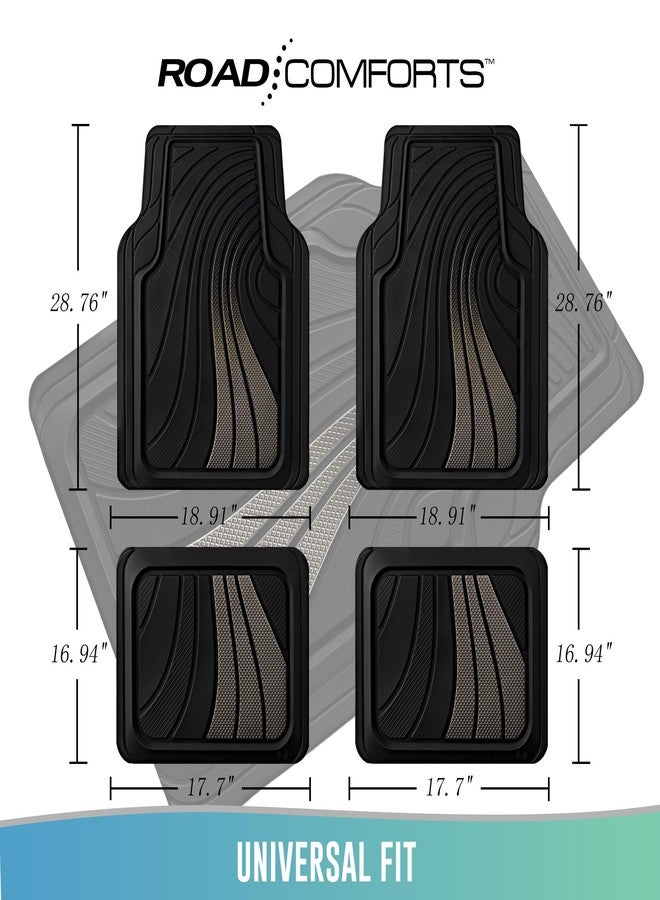 Road Comforts Rubber Sport Car Floor Mat - All-Weather Heavy Duty, Non-Slip, Trim-to-Fit, Universal Fit for Cars, Trucks, SUVs - Grey - Image 5