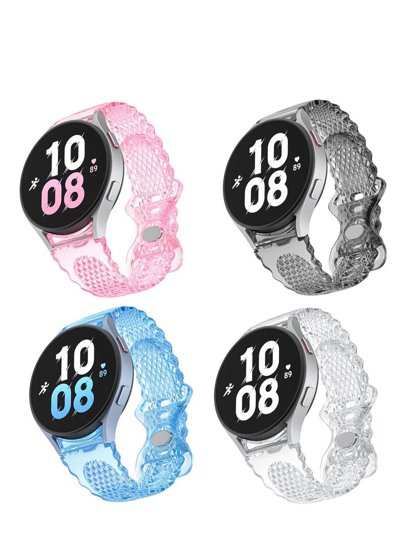 Excefore No Gap Transparent Hard TPU Strap Replacement, Compatible for Samsung Watch Bands, Galaxy Active 2 Band, Band Compatible with Samsung Galaxy Watch Bands 40mm 44mm, 4 Pcs  - Image 1