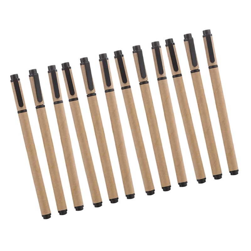 12 Pack Kraft Paper Gel Pens Smooth Writing For School Office Home Use - Image 2