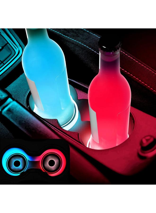 الأزرق جي دبليو حامل أكواب Tanlade 4 قطع LED مع حامل أكواب 7 ألوان مقاوم للماء LED أضواء حامل أكواب الإنارة اكسسوارات السيارات الباردة مصابيح الجو الداخلية USB شحن وسادة كأس حصيرة لتزيين الشراب - Image 5