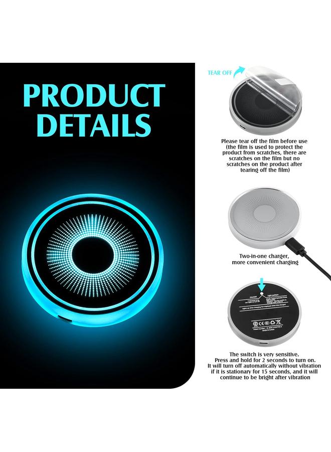 الأزرق جي دبليو حامل أكواب Tanlade 4 قطع LED مع حامل أكواب 7 ألوان مقاوم للماء LED أضواء حامل أكواب الإنارة اكسسوارات السيارات الباردة مصابيح الجو الداخلية USB شحن وسادة كأس حصيرة لتزيين الشراب - Image 4