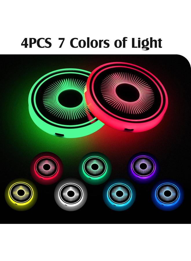 الأزرق جي دبليو حامل أكواب Tanlade 4 قطع LED مع حامل أكواب 7 ألوان مقاوم للماء LED أضواء حامل أكواب الإنارة اكسسوارات السيارات الباردة مصابيح الجو الداخلية USB شحن وسادة كأس حصيرة لتزيين الشراب - Image 2