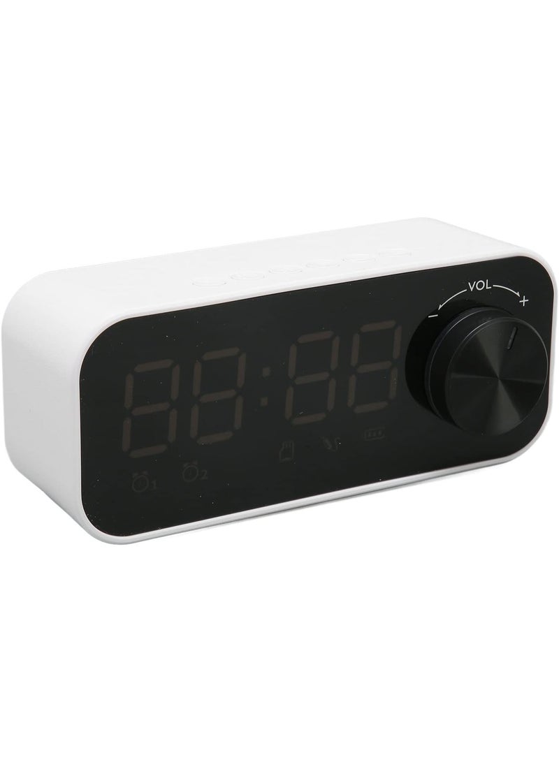 Recci Bluetooth Speaker Alarm Clock Radio Digital LED Display Subwoofer Mini Mirror Bluetooth Speaker Alarm Clock for Bedroom White - Image 3