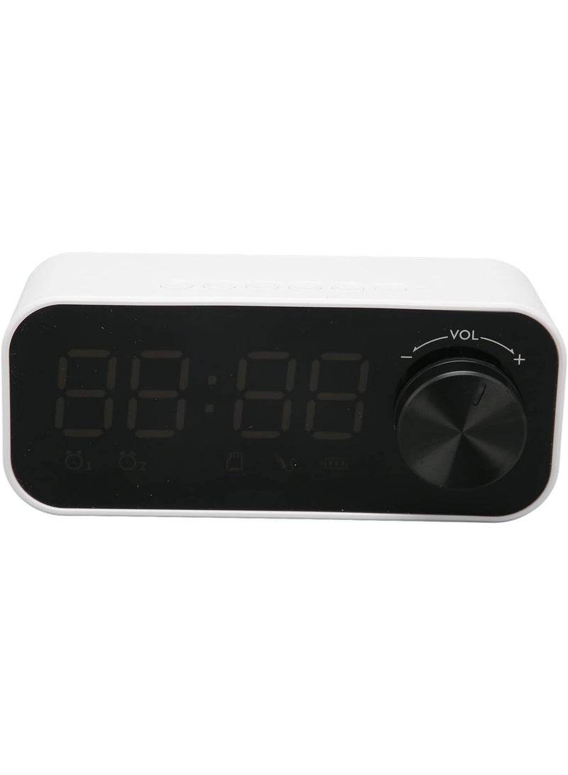 Recci Bluetooth Speaker Alarm Clock Radio Digital LED Display Subwoofer Mini Mirror Bluetooth Speaker Alarm Clock for Bedroom White - Image 5
