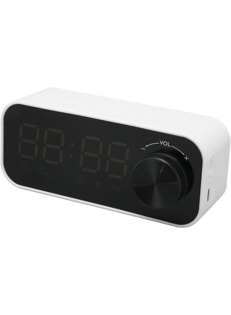Recci Bluetooth Speaker Alarm Clock Radio Digital LED Display Subwoofer Mini Mirror Bluetooth Speaker Alarm Clock for Bedroom White - Image 2
