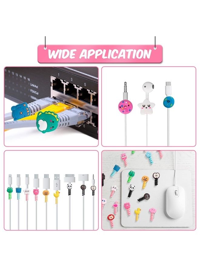 Flutesan 32 قطعة واقيات كابل شاحن ملونة على شكل كرتون لحماية كابل USB - Image 1