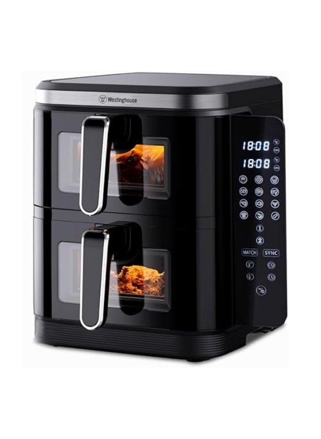 Westinghouse قلاية هوائية مزدوجة الطبقات 11 لتر 5.5 لتر + 5.5 لتر مع منطقة طهي مزدوجة شاشة قابلة للطي 12 إعدادات 2800 واط - قابس BS إصدار الإمارات - ضمان 2 سنوات - Image 1