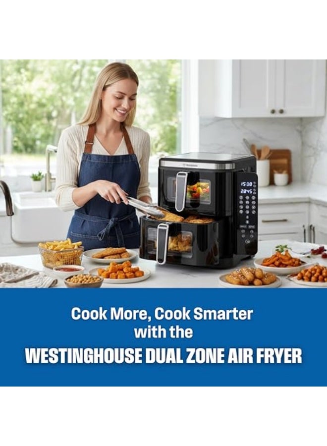 Westinghouse قلاية هوائية مزدوجة الطبقات 11 لتر 5.5 لتر + 5.5 لتر مع منطقة طهي مزدوجة شاشة قابلة للطي 12 إعدادات 2800 واط - قابس BS إصدار الإمارات - ضمان 2 سنوات - Image 3