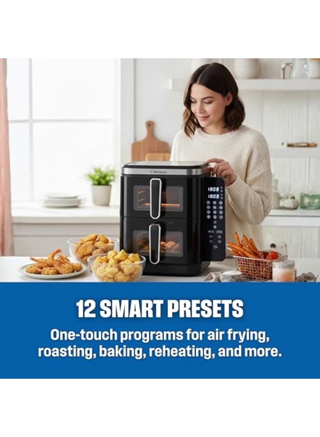Westinghouse قلاية هوائية مزدوجة الطبقات 11 لتر 5.5 لتر + 5.5 لتر مع منطقة طهي مزدوجة شاشة قابلة للطي 12 إعدادات 2800 واط - قابس BS إصدار الإمارات - ضمان 2 سنوات - Image 4