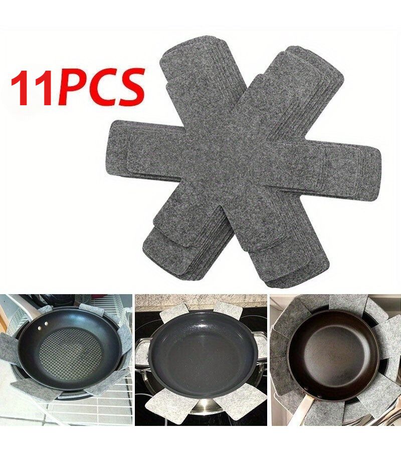11pcs Grey Felt Pot and Pan Protective Pads Non Stick Scratch Resistant Heat Proof Kitchen Cookware Organizer - Image 4
