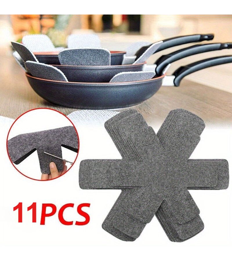 11pcs Grey Felt Pot and Pan Protective Pads Non Stick Scratch Resistant Heat Proof Kitchen Cookware Organizer - Image 5