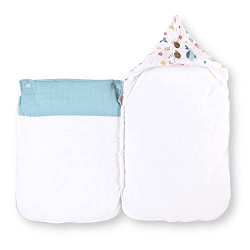 haus & kinder Haus and Kinder 3 in 1 Baby Sleeping Bag and Carry Nest | Cotton Bedding Set for Infants and New Born Baby | Portable and Travel Friendly Carrier Nest | 0-6 Months (Vitamin Sea) - Image 4
