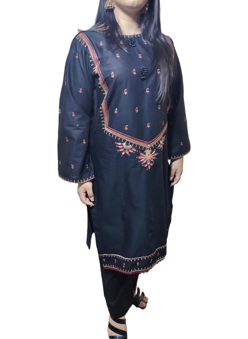 Fabric Pakistani Lawn Embroidery Stitched 2-Piece – 2026 Collection. - Image 3