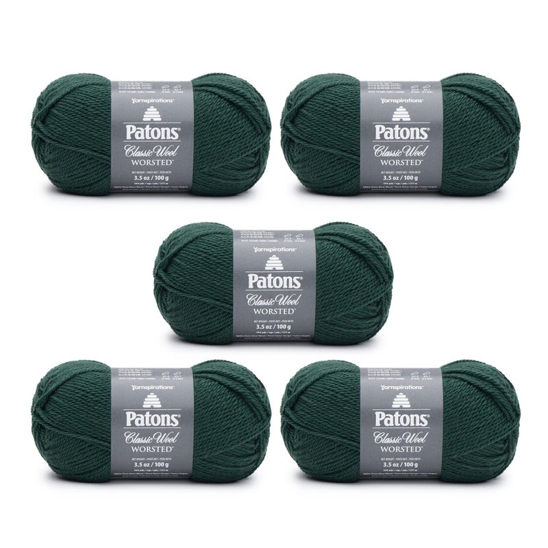 Patons Classic Wool Pine Yarn  5 Pack of 35oz100g  Wool  4 Medium  210 Yards  KnittingCrochet