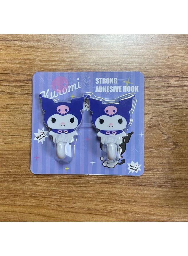 2pcs Kuromi A Self Adhesive Wall Hooks Strong Nail Free Multi Functional for Bathroom Kitchen - Image 1