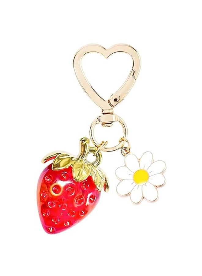 Strawberry Keychain for Women, Cute Strawberry Key Chains Ring Bag Charm Purse Charms, Bag Accessory Keychians Gift - Image 1