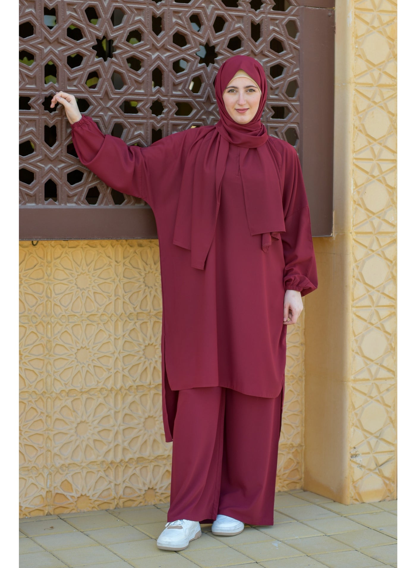 P101-umrah essentials Jilbab for women with tow style Skirt or Trouser -4 piece Prayer Clothes for Muslim Women-Islamic Abaya Dress Outfit maxi with scarf and small bag- Modest suit Women