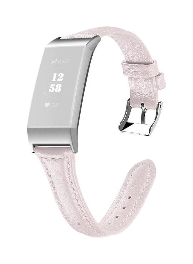 نيبمينينت سوار من الجلد برأس فولاذي لساعة فيتبيت تشارج 3/ 4 سليم وردي - Image 1