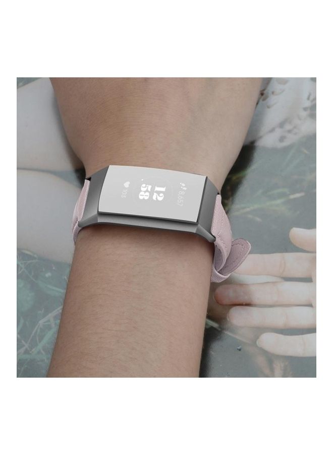 نيبمينينت سوار من الجلد برأس فولاذي لساعة فيتبيت تشارج 3/ 4 سليم وردي - Image 2