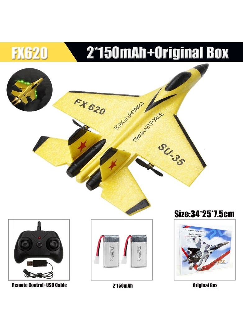 AROAQ RC Foam Aircraft Remote Control Airplane Foam Toys for Children FX620 With Box Yellow  - Image 1