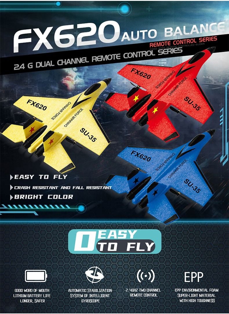 AROAQ RC Foam Aircraft Remote Control Airplane Foam Toys for Children FX620 With Box Yellow  - Image 5