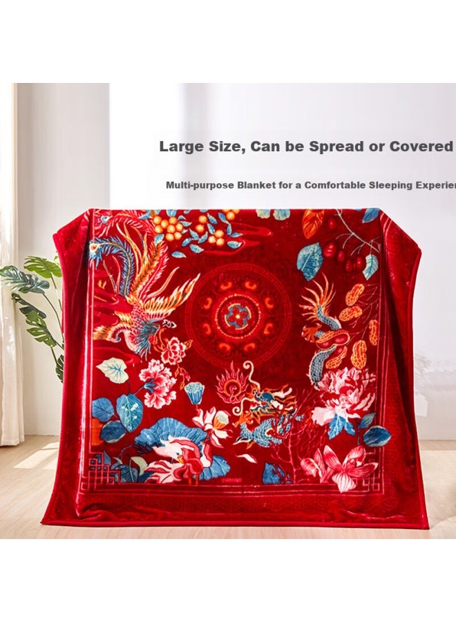 فوانا (ماركة) Fuanna Home Textile بطانية، بطانية سميكة للزفاف، غطاء شتوي كبير الحجم، دافئ، بطانية Raschel مزدوجة الطبقة 8 جين، 200*230 سم - Image 3