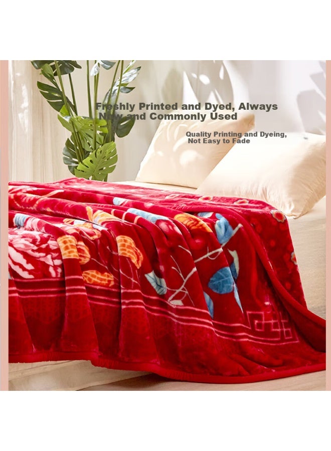 فوانا (ماركة) Fuanna Home Textile بطانية، بطانية سميكة للزفاف، غطاء شتوي كبير الحجم، دافئ، بطانية Raschel مزدوجة الطبقة 8 جين، 200*230 سم - Image 4